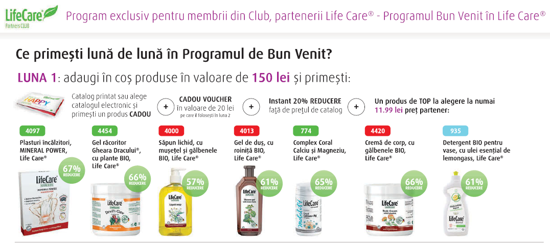 programul de bun venit in Life Care - luna 1