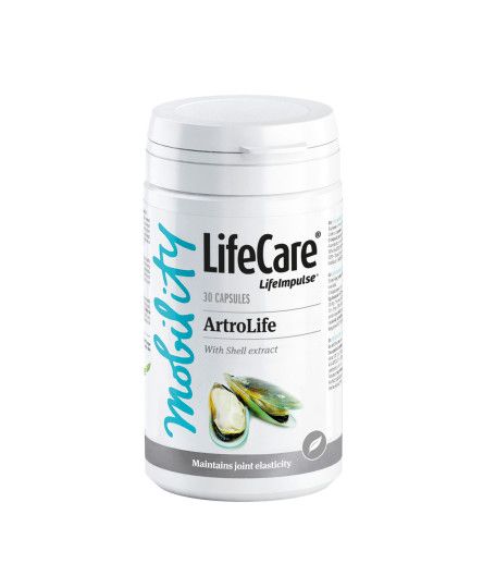 imaginea reprezinta produsul Life Care numit ArtroLife, cu extract din scoica verde, Life Care.