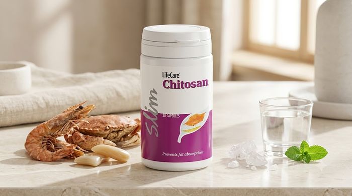 Supliment Chitosan Life Care pentru reglarea colesterolului și slăbire, într-un cadru wellness