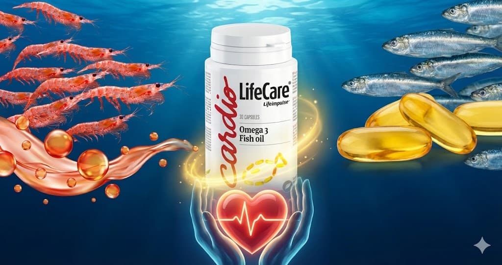 Omega 3 Life Care: Ulei de Krill vs Ulei de Pește pentru sănătatea inimii și absorbție superioară
