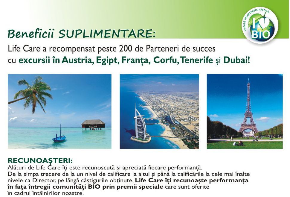 Beneficii suplimentare din afacerea Life Care