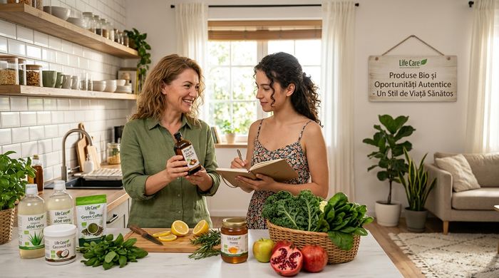 Suplimente naturale Life Care și produse bio pentru sănătate și vitalitate într-un cadru natural.