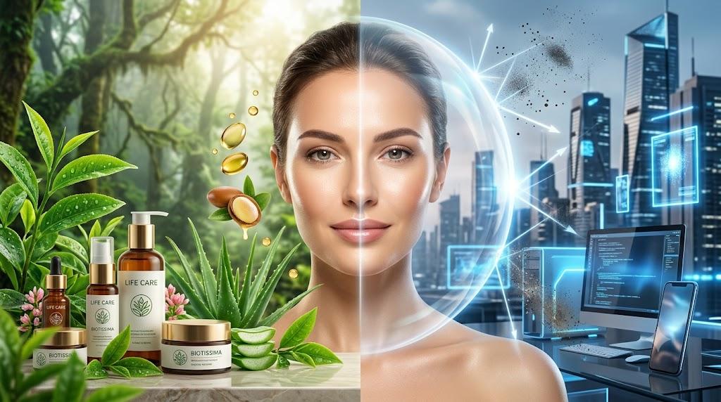Protecție ten împotriva poluanților și luminii albastre cu cosmetice bio antioxidante